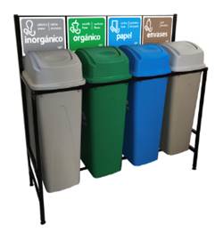 Estación de Reciclaje con botes de basura Sablon